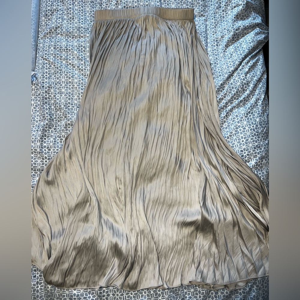 Zara Beige Maxi Pleated Skirt